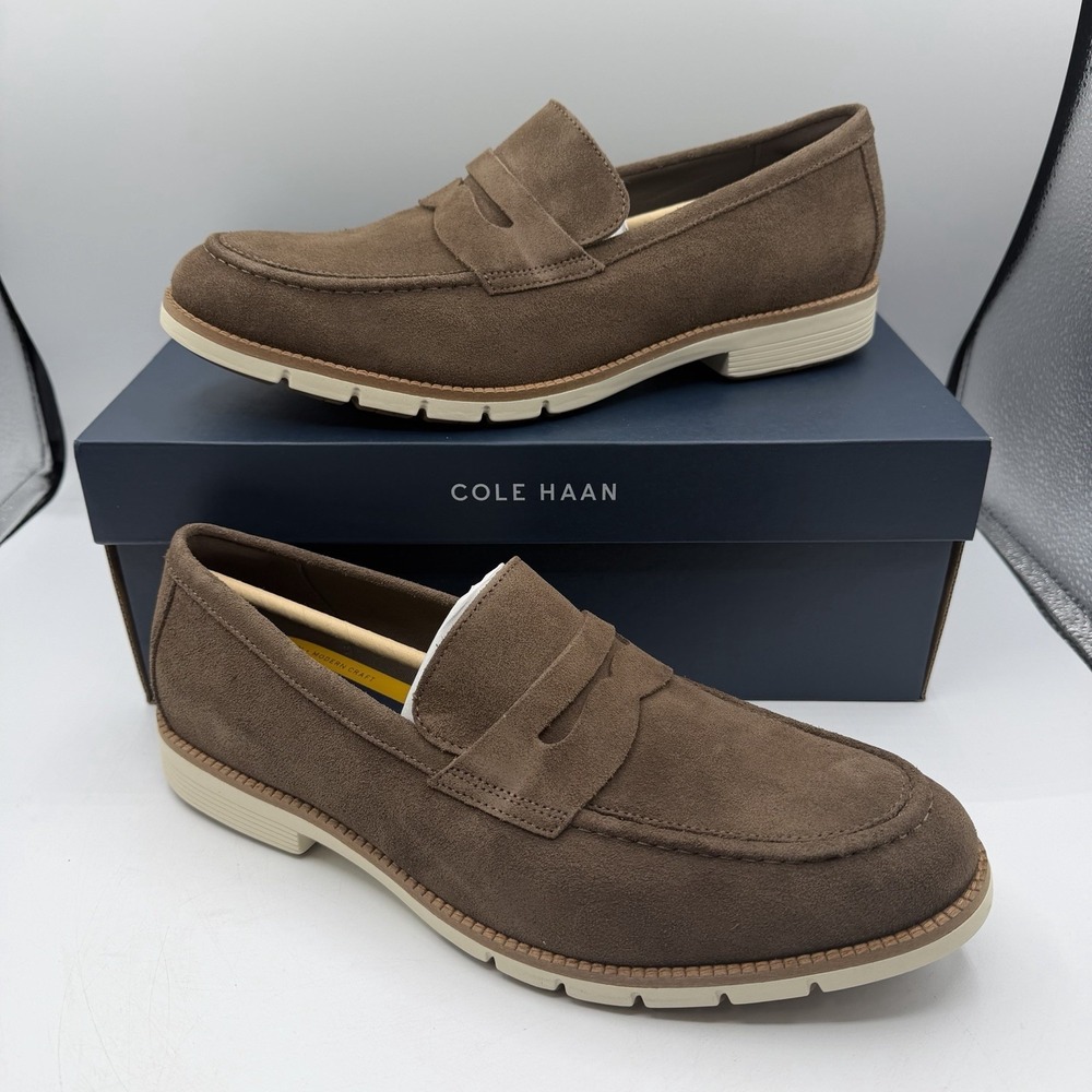 Cole Haan Flexgrand+ Penny Loafers Mens 11.5 M Truffle Brown Suede Slip On Shoes